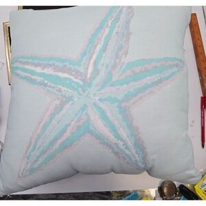 Starfish Print Pillow Cover Beige 20" x 20" Cotton Made In India
